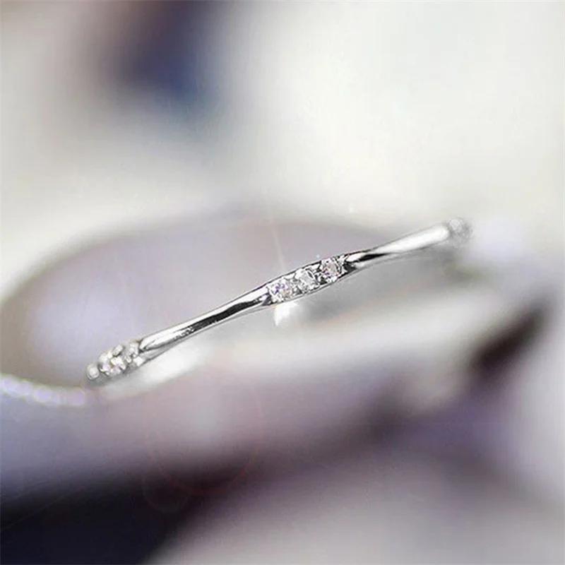 

CAOSHI Fashion Thin Finger Ring with Bright Zirconia Female Daily Wearable Jewelry Graceful Women Versatile Accessories Gift 5