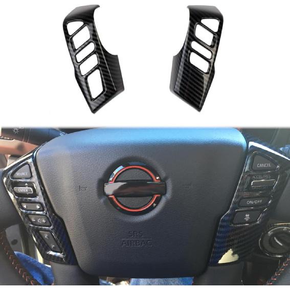 

Korlot Carbon Fiber Interior Steering Wheel Cover Trim for Nissan Frontier 2022-2025 for Titan 2020-2024