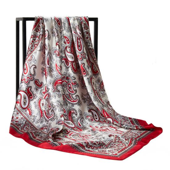 Women Head Wrap Vintage Retro Square Shape Contrast Color Foldable Head Protection Soft Fabric Paisley Print Summer Scarf Female Headwear