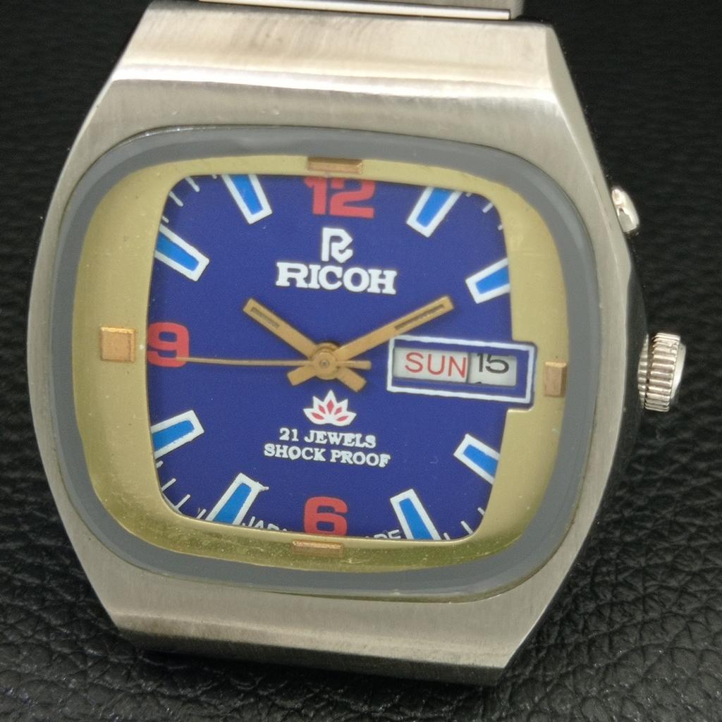 VINTAGE RICOH R31 AUTOMATIC JAPAN MENS BLUE COLOR DIAL WATCH a707954-1
