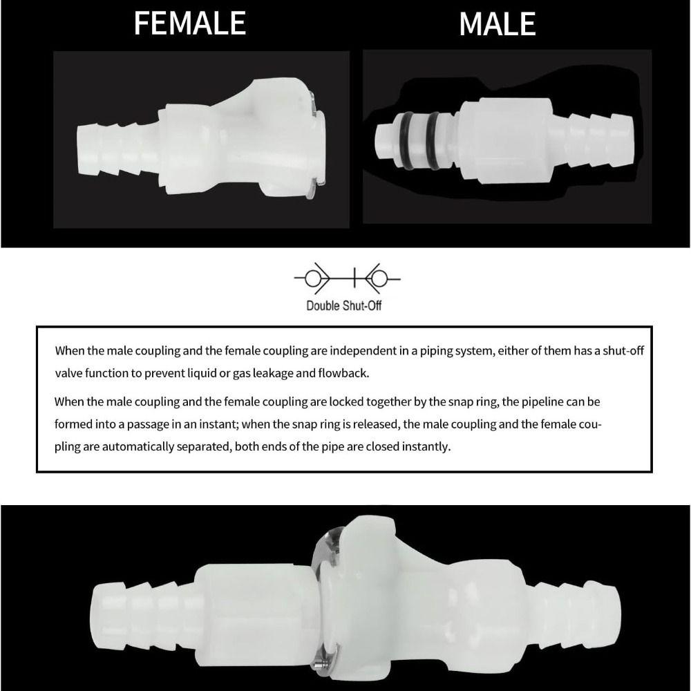 2 STÜCK 3/8" Schnellverschluss Schlauchverbinder Kunststoffrohrverbinder Absperr-Schlauchstutzenventil Wasserleitung