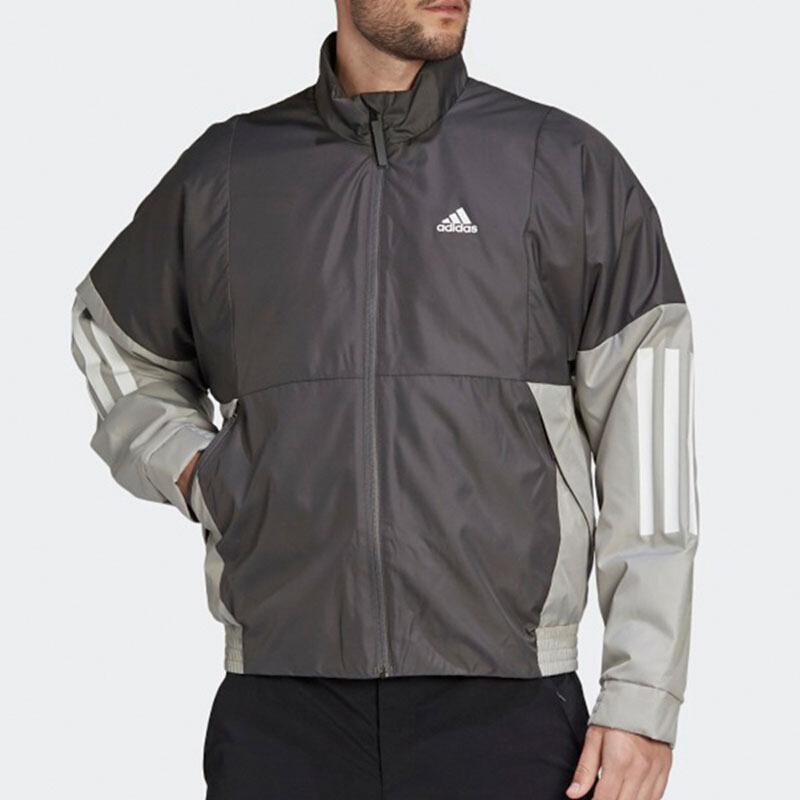 Adidas BTS Light Jacket Windproof Sports Stand Collar Men Outerwear Gray FT2442