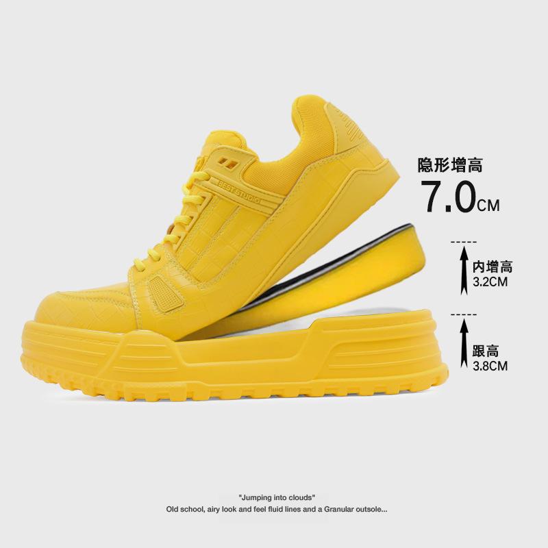 New invisible inner heightened platform casual sports board shoes couple yellow board shoes