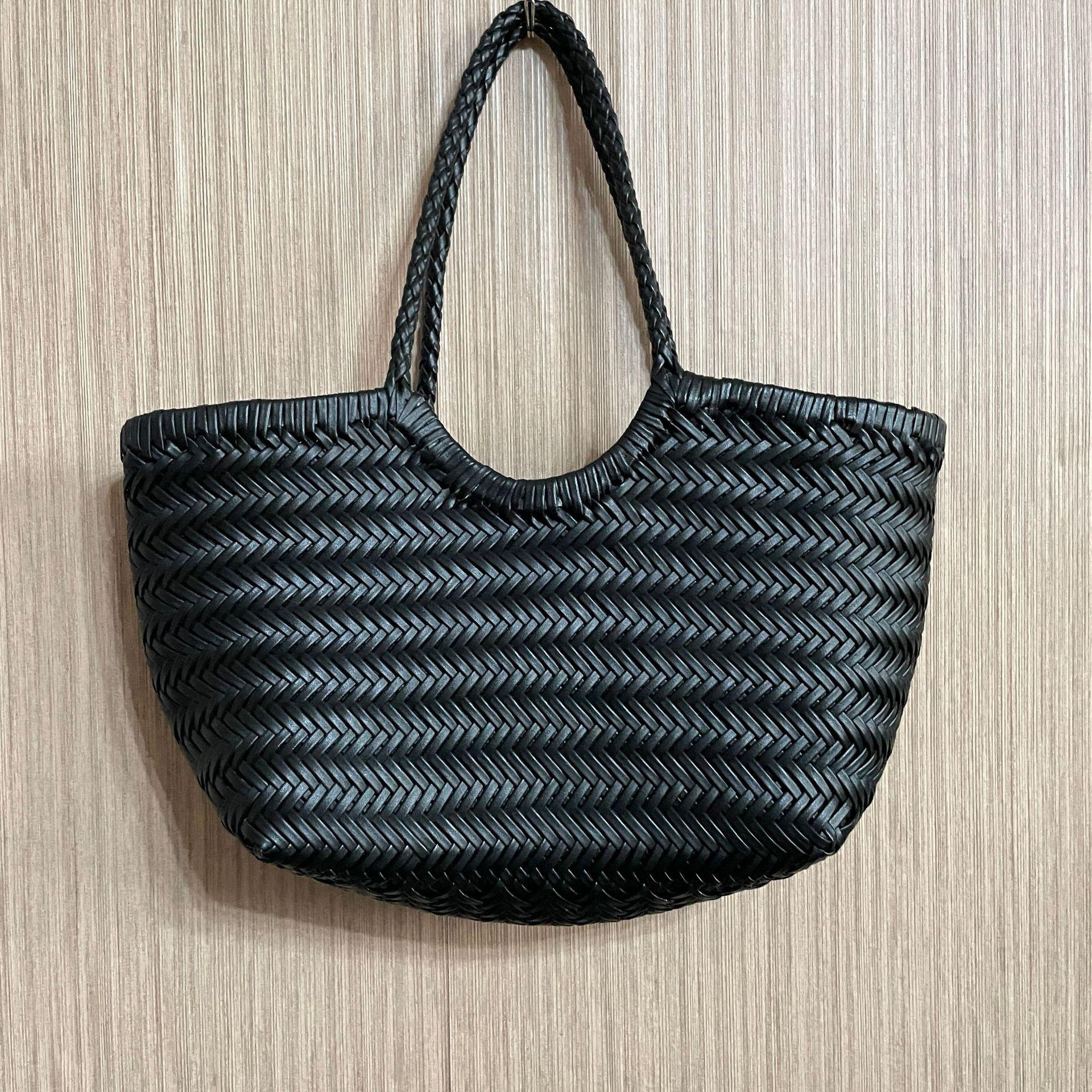 

Handbags Women s Genuine Leather Shoulder Bag Weaving Casual Shopping Bag Vintage Big Tote Purse Cowhide Cross Hand Bags Lady