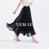 YERAD Irregular Hem Sheer A-line Midi Skirt