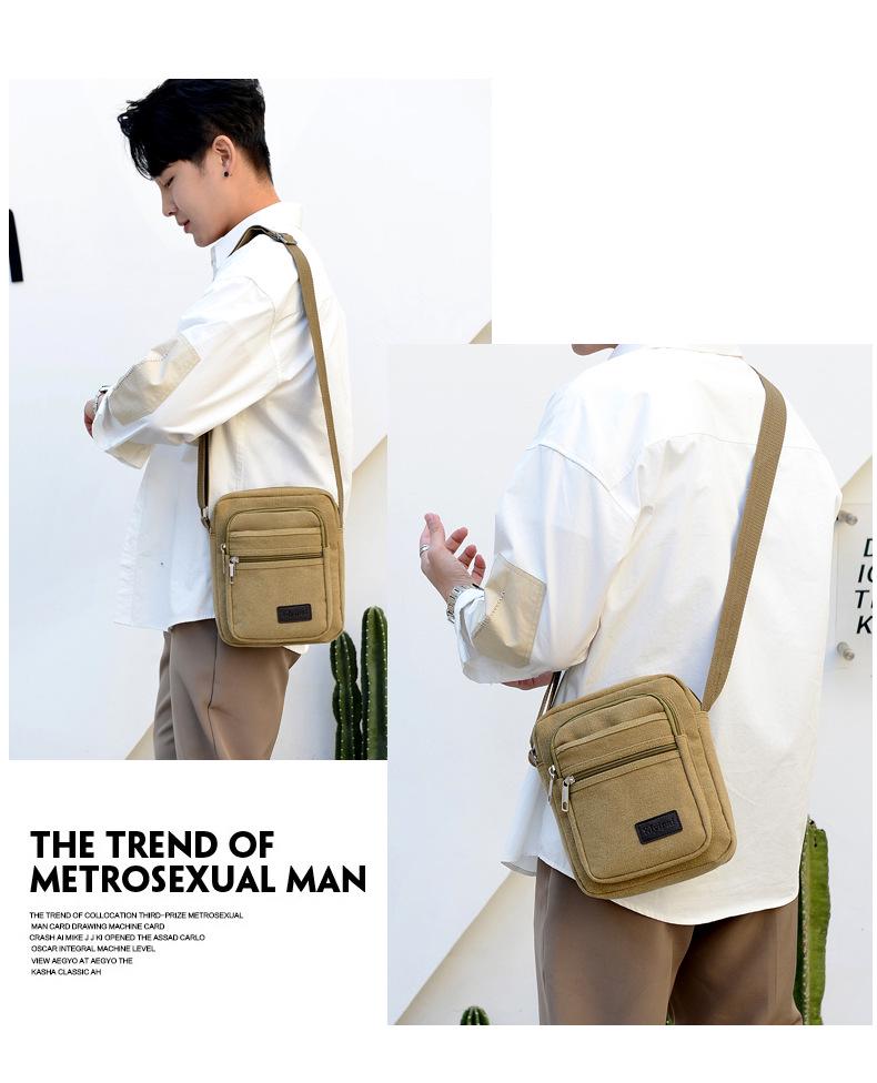 Men's Retro Fashion Canvas Crossbody Bag - Breathable, Solid Color Design