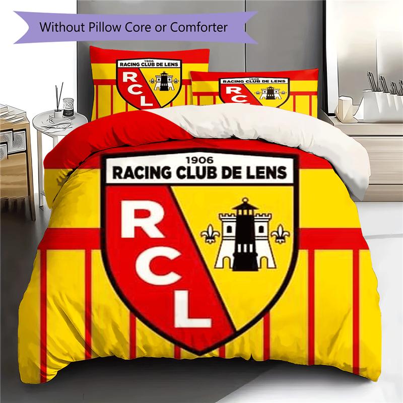 

Racing Club De Lens RCL Football Club Pattern Duvet and Pillowcases,1 Duvet Cover with 2 Pillowcases, No Core,Son Gift,Daughter Gift 135x200cm білий