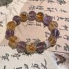 Handmade Natural Amethyst Citrine Double-Color Large Bead Bracelet Women Elegant Luxury Crystal Jewelry
