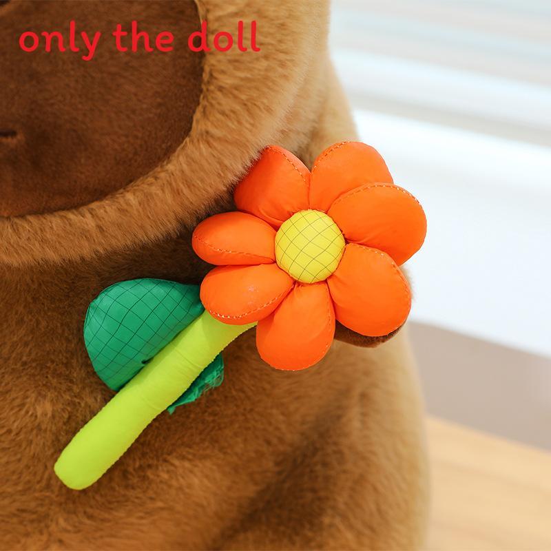 Plush Capybara Toy With Soft Pp Cotton Filling And Flower Design For Kids Birthday Gift