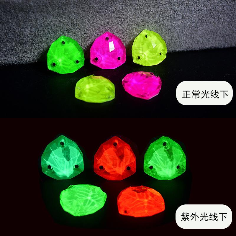 Glass Fat Triangular Flat Bottom Hand Sewn Drill, Neon Fluorescent Flat Buckle Rhinestone Jewelry Accessories Diy Clothing Accessories Sticker Drill