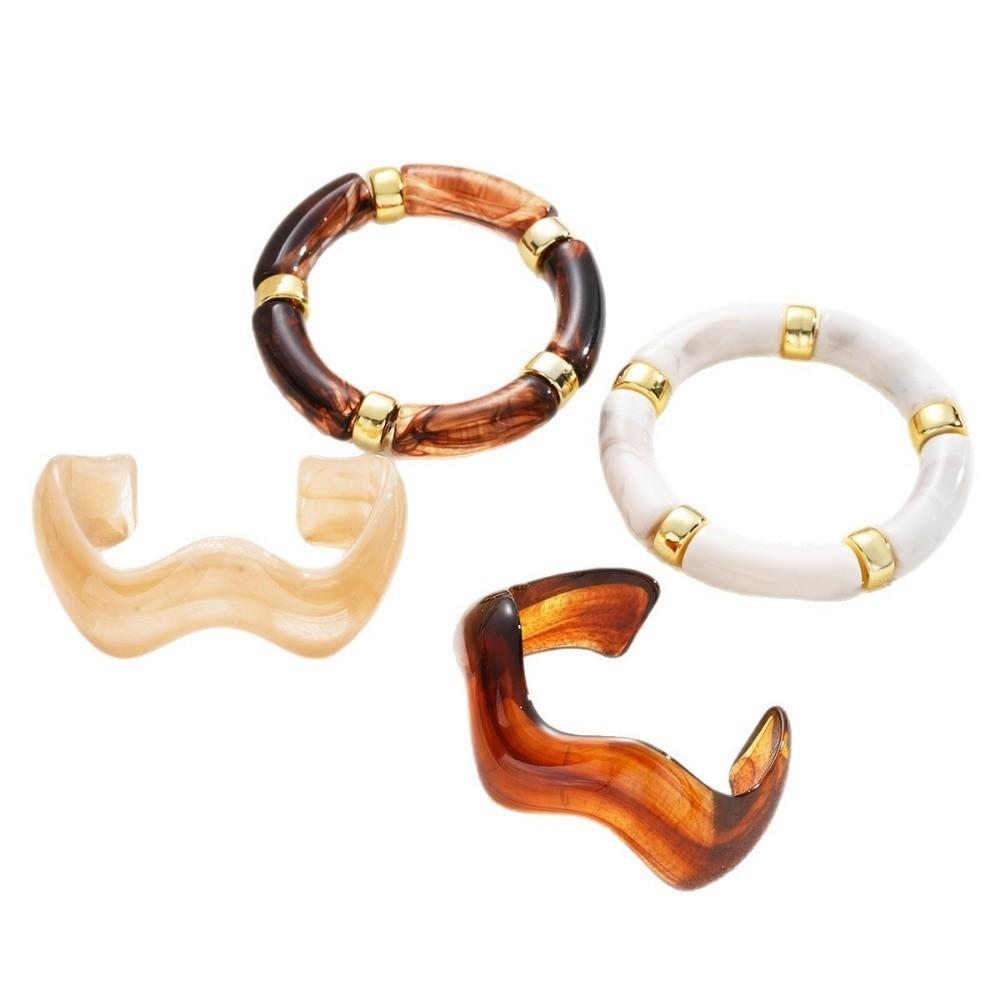 Punk Irregular Resin Bracelet Thickened Exaggerated Chunky Bangles New Cuff Bracelet Set  Women