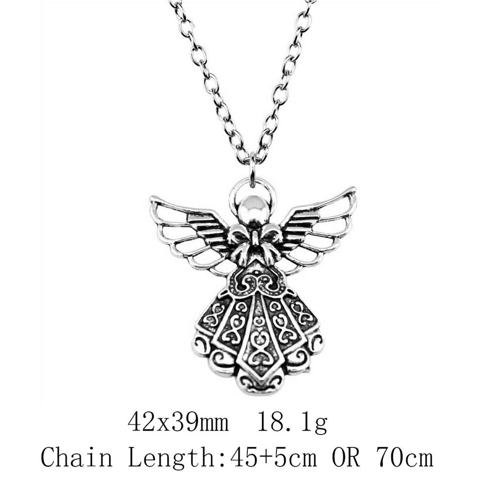 Vintage Angel Wing Pendant Necklace Alloy Feather Guardian Charm Necklaces Blessing Jewelry Gift For Making