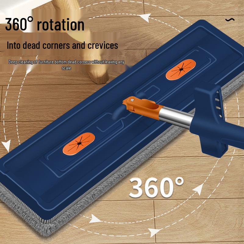 Dual-Use Hands-Free Rotating Mop with Replaceable Chenille Cloth for Wet and Dry Cleaning
