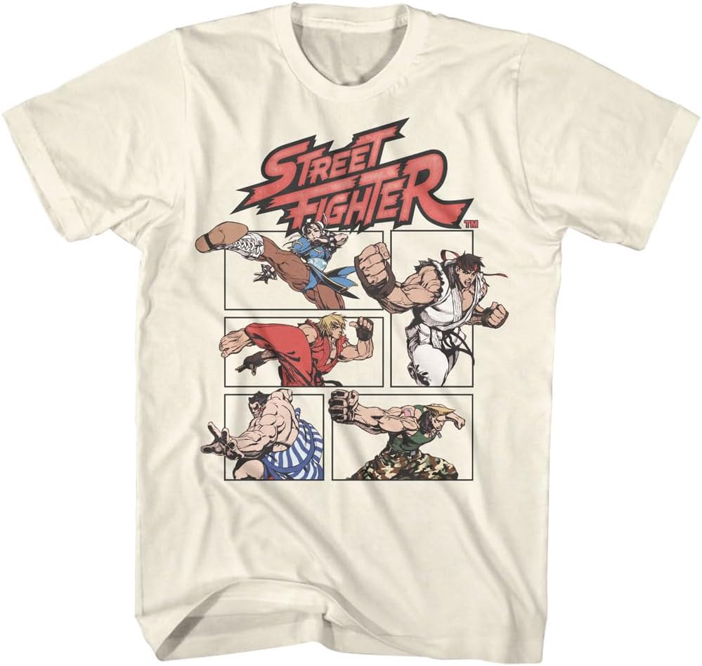 Street Fighter Gaming Character Action Comic Sketch Mens Short Sleeve T Shirt Vintage Style Graphic Tee S разноцветный