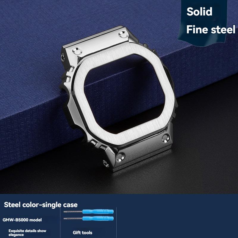 B5000 Small Silver Nugget metal watchband case For Casio 3459 G-SHOCK GMW-B5000 modified Stainless steel Watch Strap accessories