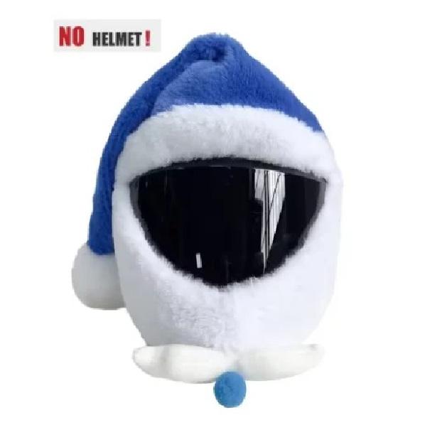 Universal Motorcycle Christmas Helmet Cover Cartoon Elk Santa Claus Fluffy Plush Set Christmas Cosplay Splicing Head Cover Helmet Communication 7