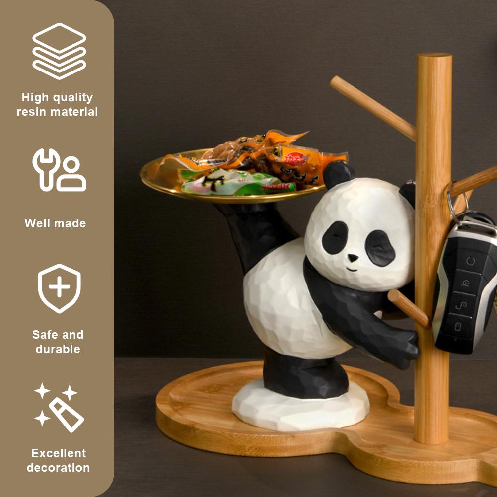 Panda Schlüsselaufbewahrungsschale Harz Panda Widget Teller Kreative Tierfigur Aufbewahrungsschale für Wohnzimmer Flur Heimdekoration