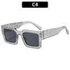 Fashion Large Frame Square Sunglasses, Personalized Versatile And Thin Retro Sunglasses, Women'S Street Photography Glasses With Diamonds
