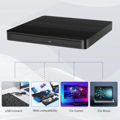 USB 3.0 Type-C Portable 2in1 External Ultra-thin DVD Drive DVD RW CD Burner Reader Player Suitable for Laptops Mac Optical Drive