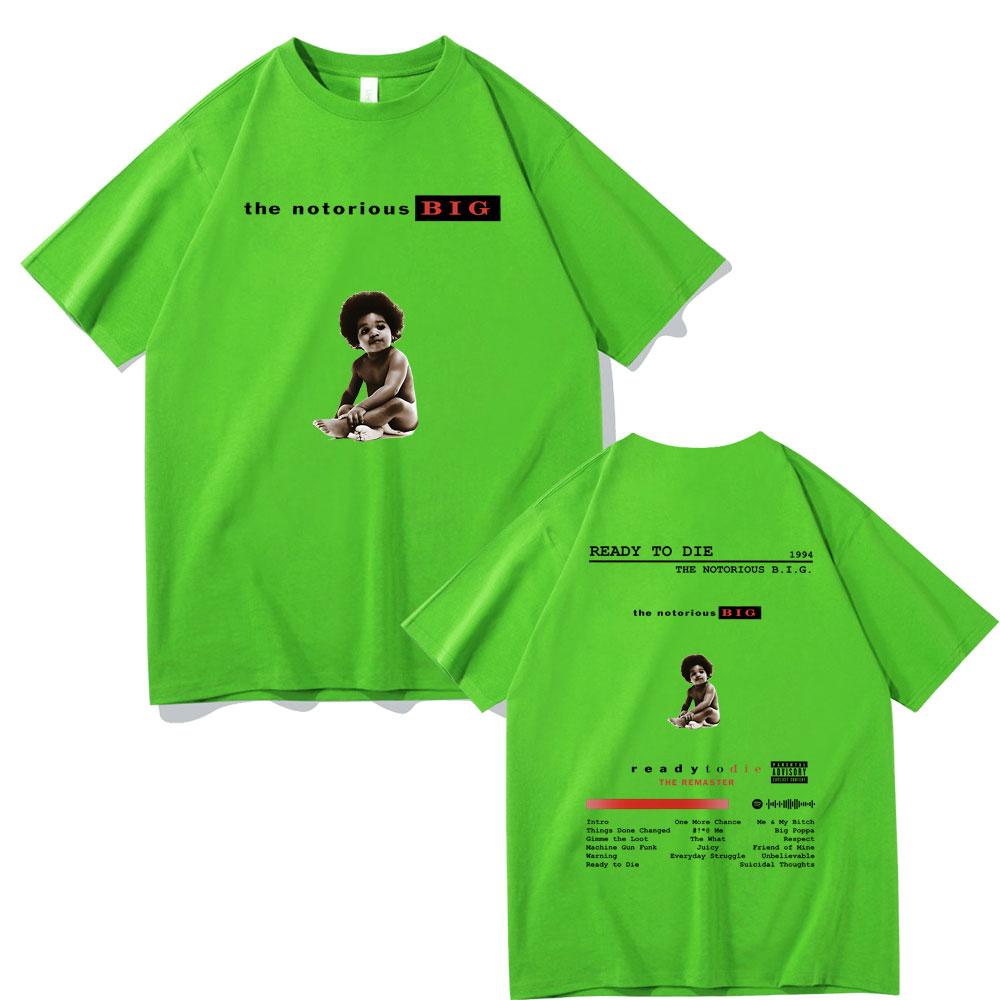 The Notorious Big Double Sided Print T Shirt Rapper Biggie Smalls Ready To Die Hip Hop Oversized T-shirts Men's Vintage Tshirt