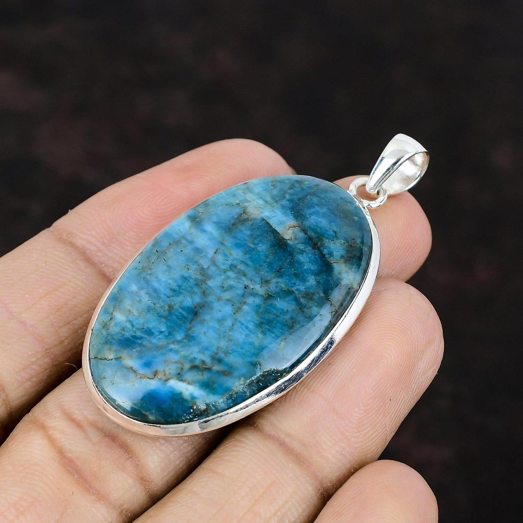 Neon Apatit Anhänger Edelstein Anhänger 925 Sterling Silber Anhänger Antik Schmuck Handgemacht zierlicher Anhänger Geschenk für Mutter Statement Anhänger