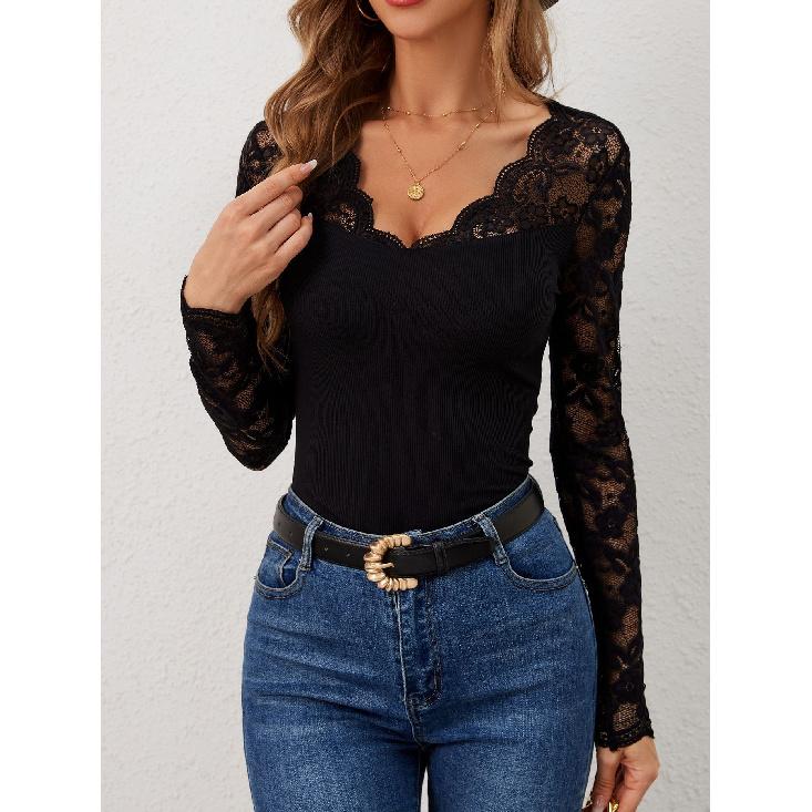 Spring And Autumn New Women'S Versatile Long Sleeve Daily Business Commuter Elegant Comfort Sexy Bottom Shirt Top