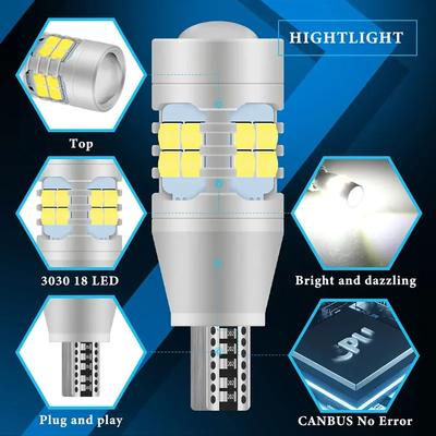 2/4pcs Car Light Super Bright W16W T15 921 LED Bulb Canbus Car Light No Error For Rear Backup Reverse Lamp Tail Signal 12V White
