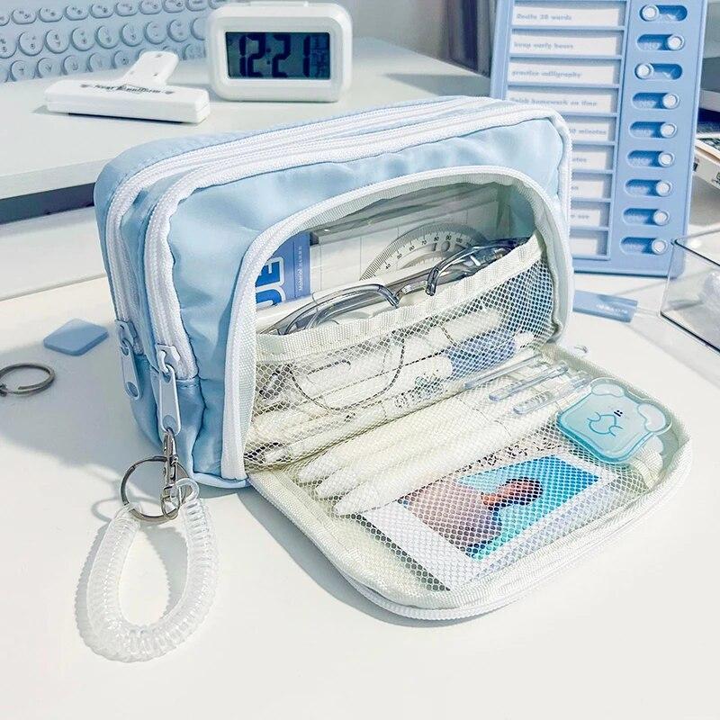 Girl Large Capacity Aesthetic Pencil Bag School Cases Cute Stationery Holder Bag Zipper Pencil Pouch Student School Supplies