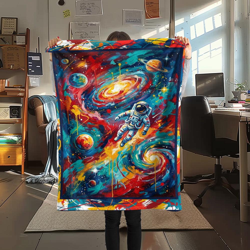 1 Stück Flanelldecke mit Weltraum-Print, Hohe Qualität, Bequem für alle Jahreszeiten, Heimdekoration, Wärme und Komfort, Perfekt für Weihnachtsgeschenke W161