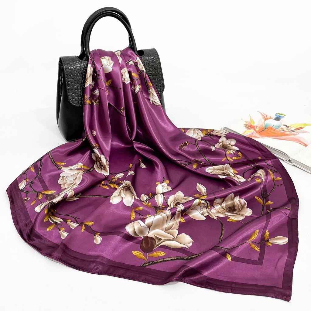 Women's Baotou Artificial Silk Satin Silk Scarf 90cm Printing Square Scarf Silk Scarf