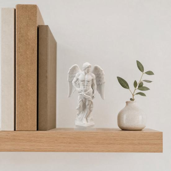 3D Printed Muscle Angel Sculpture, Classical Greek Bust Art Decor, Matte White Desk Ornament, Romantic Gift for Couples