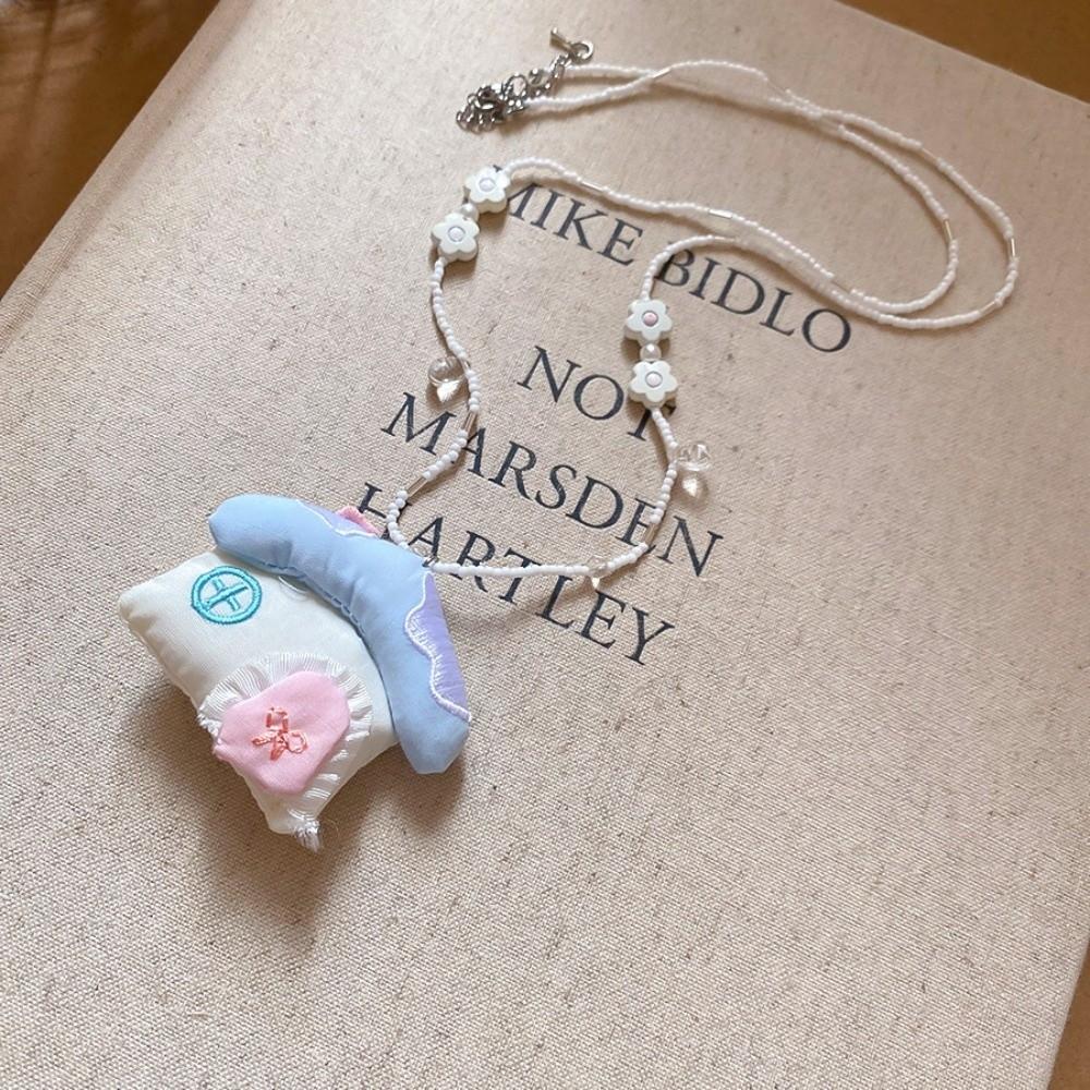 Flower Korean Beaded Necklace Jewelry Clavicle Necklace Pink Blue Bohemian Choker  Women