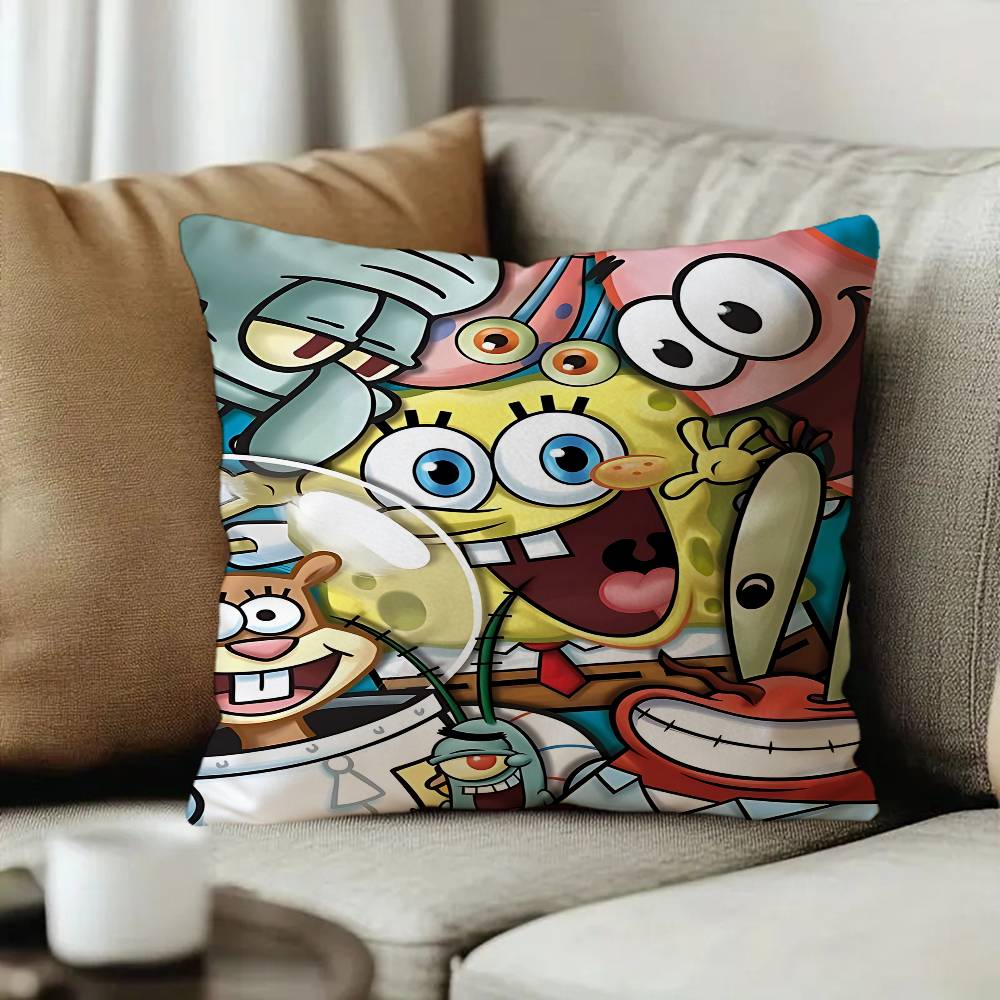 Cartoon Cute SSpongeBob Pillow Cushion Cover Pillowcase Living Room Sofa Home Decor Customized