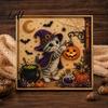 Autumn Home Decoration Halloween Cat Faux Pearl Painting Art Kit Spooky 3D Beads Moonlight Theme Crafts Cute Witch Gem Wall for Adults Craft Lovers