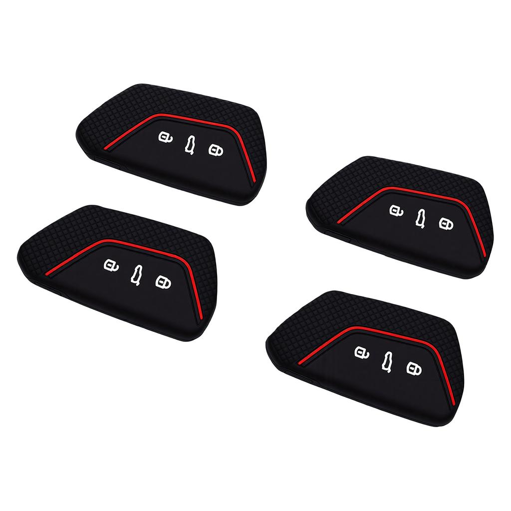 4PCS Car Key Cover Black Color Non Slip Textured Scratch Proof Soft Silicone Protective Key Fob Case