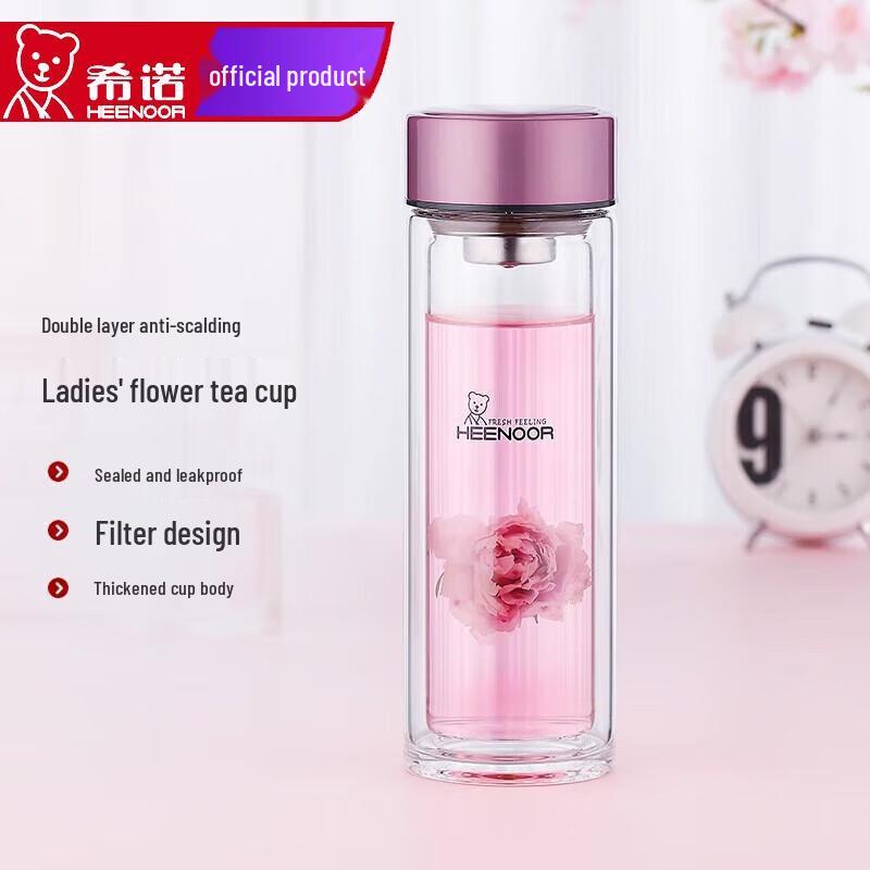 XINUO Double-Layer Glass Tea Cup with Filter - 300ml