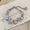 Y2K Silvery Aesthetic Heart Star Chain Bracelet Stylish Beaded Bracelet for Women Charm Bracelet Perfect Gift for Fashion Lover