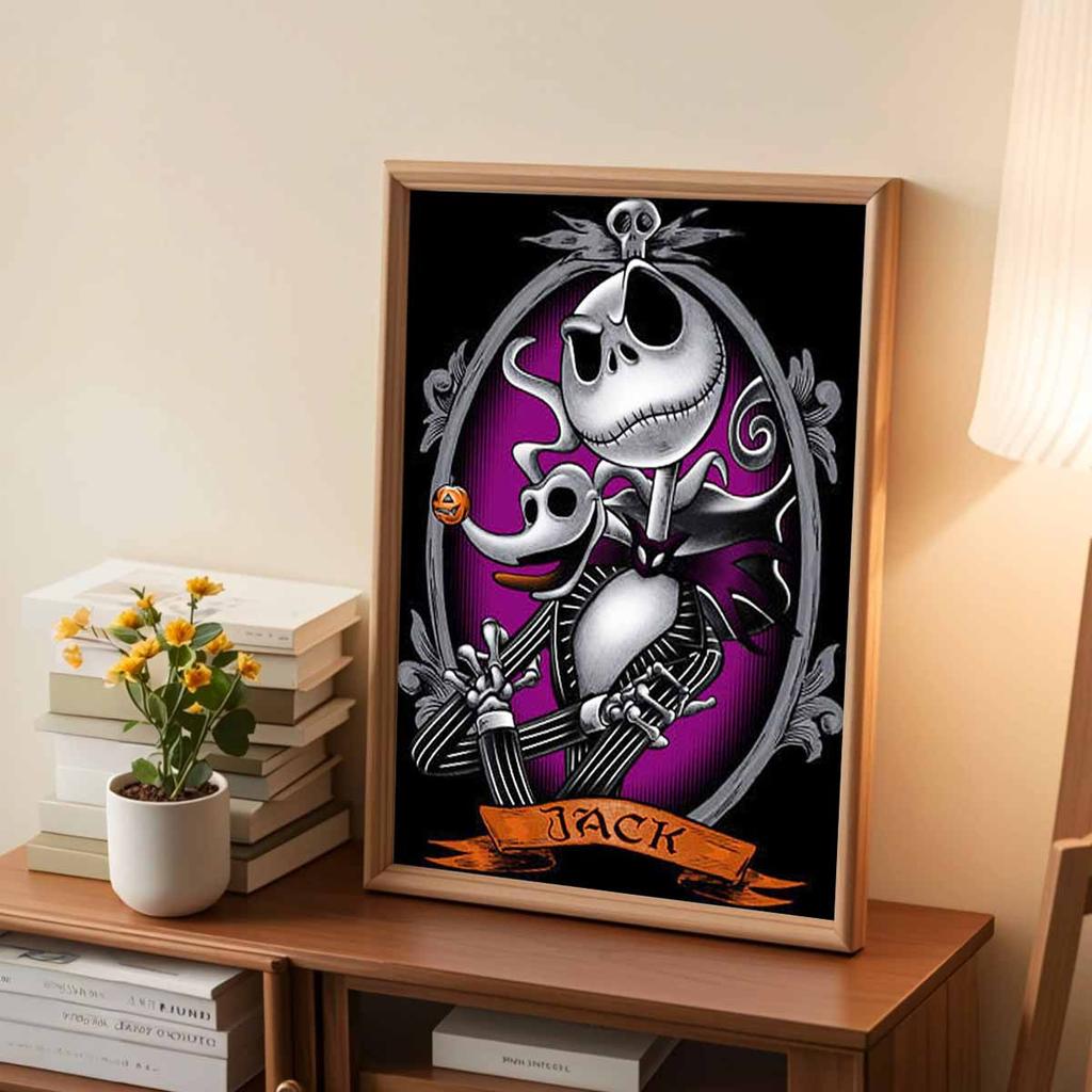 5D DIY Diamond Art Painting Kits for Adults, Skeleton Jack Full Round Crystal Diamond Kits for Beginner for Home Wall Decorate