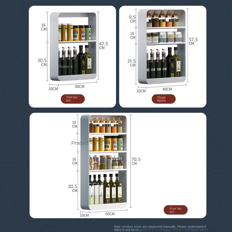 Estante multifuncional nuevo para condimentos de cocina, organizador de almacenamiento de botellas de condimentos y especias montado en la pared, herramienta de cocina