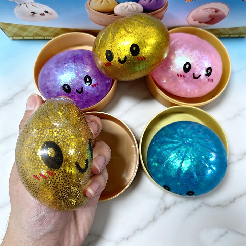 Glitter Dumpling Blind Box Glitter Dumpling Squishy with Box Dumplings Sensory Squeeze Toy for Stress Relief Toys