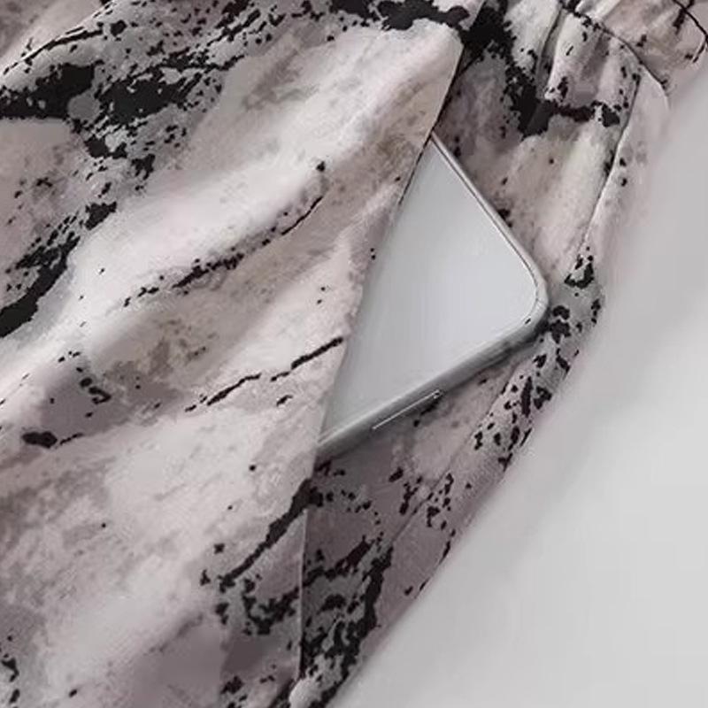 Ink Wash Harem Pants: Women's Summer Thin 2024 Tie-Dye, Mosquito-Proof, Ice Silk Lantern Pants