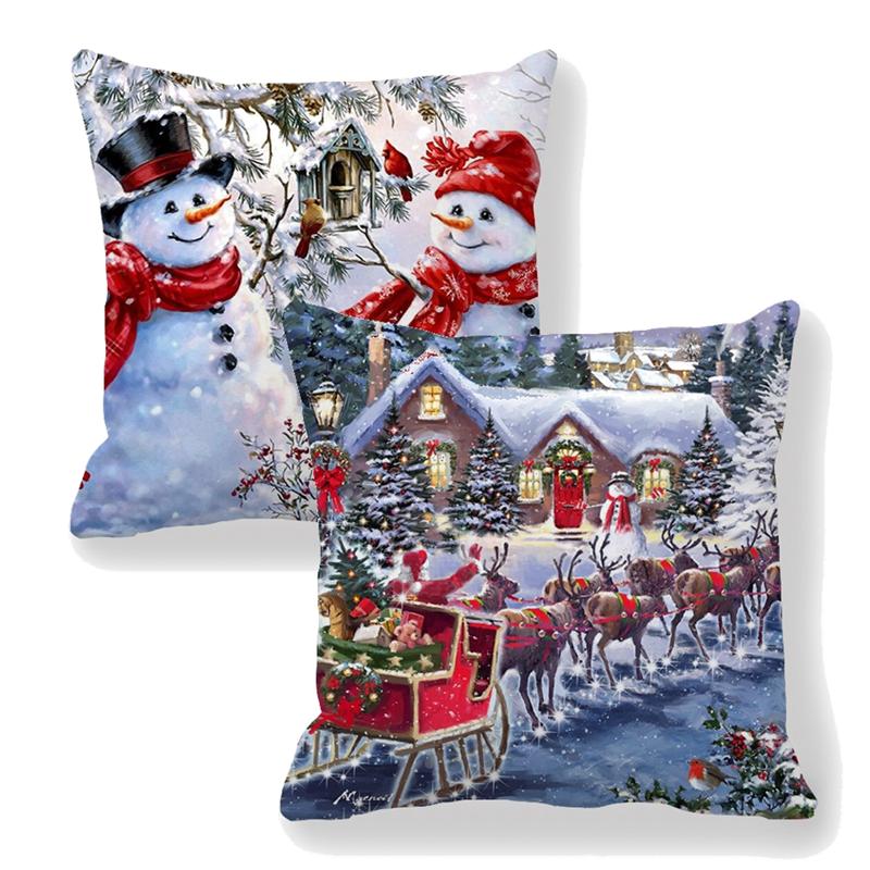 2026 New Year 45cm Christmas Pillowcase Cushion Cover Christmas Decorations for Home Christmas Ornament Gift Happy Noel Xmas