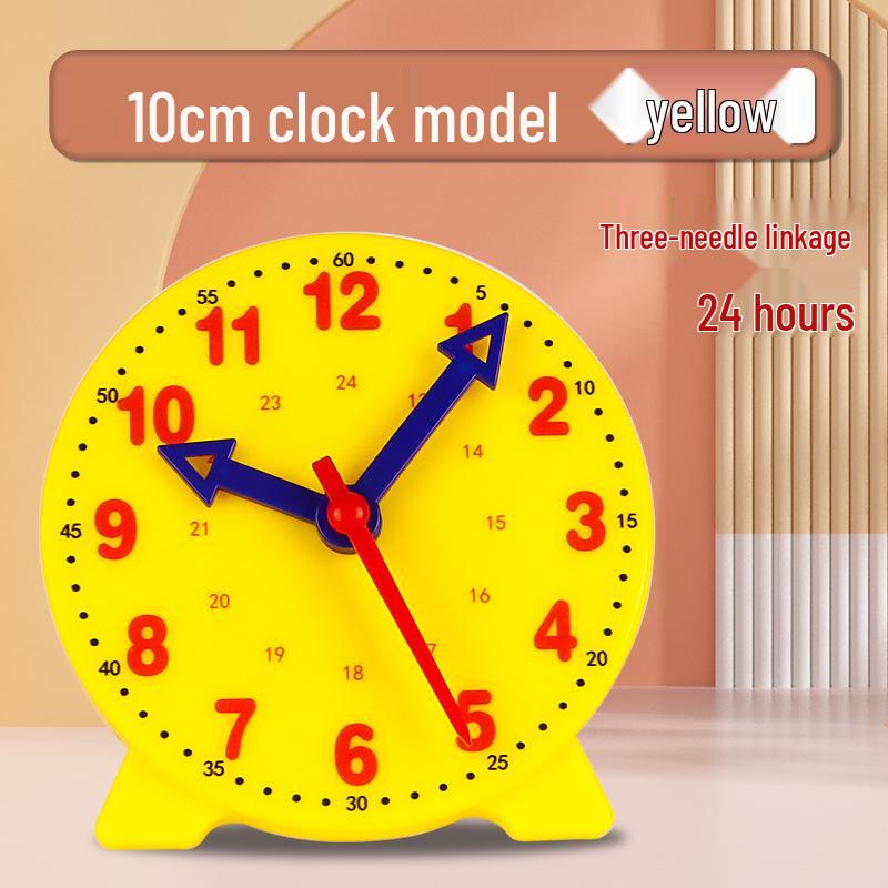 10cm Three-Hand Linkage Clock for Time Recognition - Elementary School Teaching Aid for Grades 1 and 2