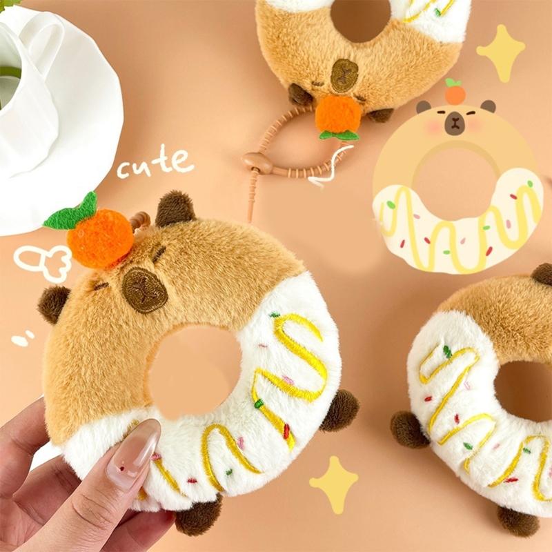 Anime Figure Pendant Plush Capybara Food Doll Keychain Bag Charm Capybara Doll Keychain Backpack Hanging Ornaments