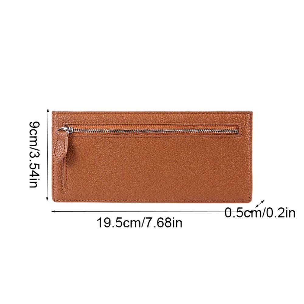 PU Leather Long Wallet Korean Style Zipper Coin Purse Casual Credit Card Holder  Outdoor