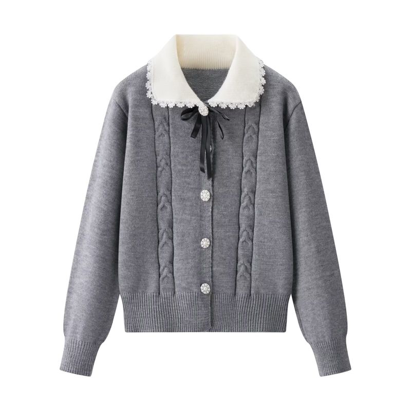 Za New Fall Women's Clothing 2025 Preppy Style Fashion Sweet Bows Long Sleeves Knitting Cardigan Sweater