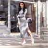 Luxurious Autumn And Winter Women's High Collar Sweater Dress In Solid Color