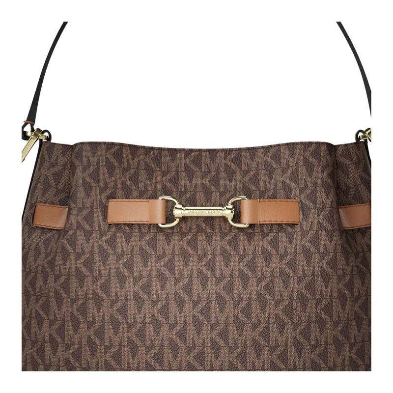Michael Kors Carson Presbyopia Marke Logo Druck Kunstleder Handtasche Mittel Damen Dunkelbraun/Eichelbraun