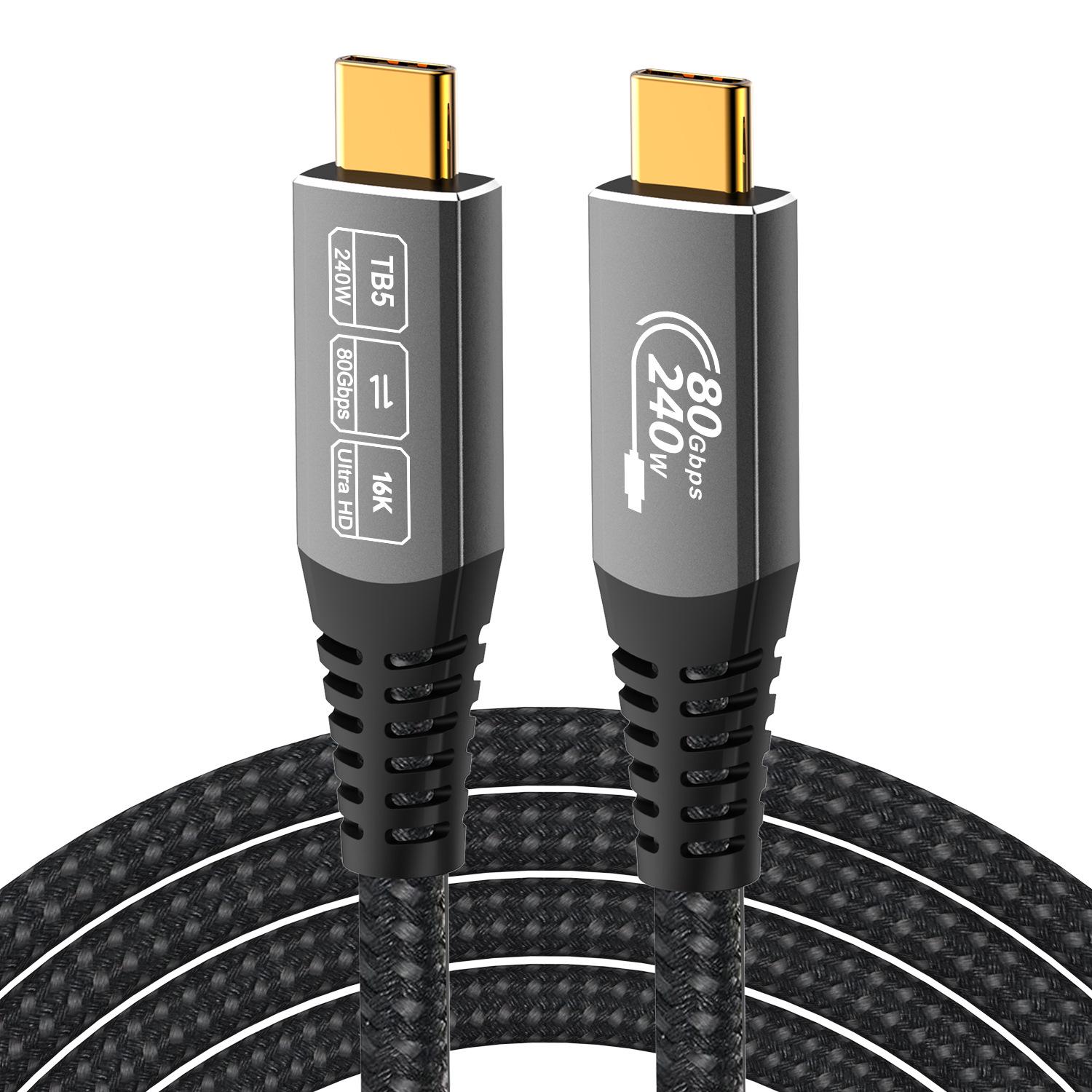 

Thunderbolt 5 USB-C Cable: 120G High-Speed, 240W, 16K Video, Fast Charging for Huawei 0.5m темно-серого