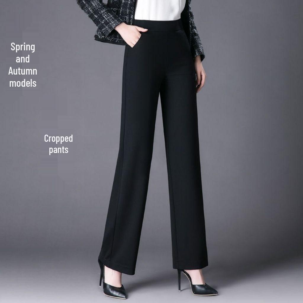 

Women s High Waist Elastic Wide-Leg Pants - Spring/Autumn Style for Middle-Aged Mothers M 90-105 jin